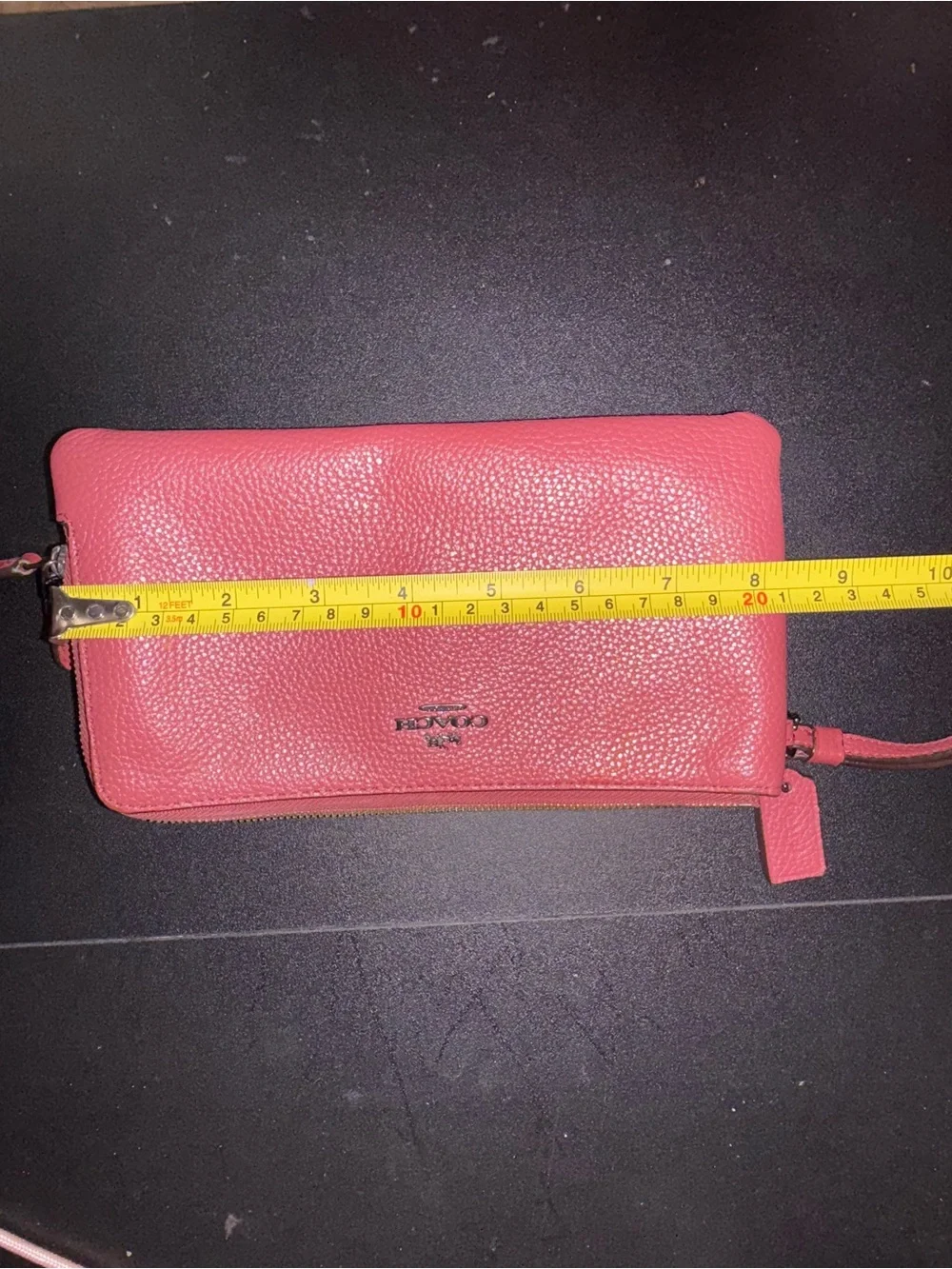 Coach Pebbled Leather Wristlet Clutch - Coral Pink
